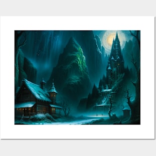 Spooky Village Closeup in a Fantasy Setting Posters and Art